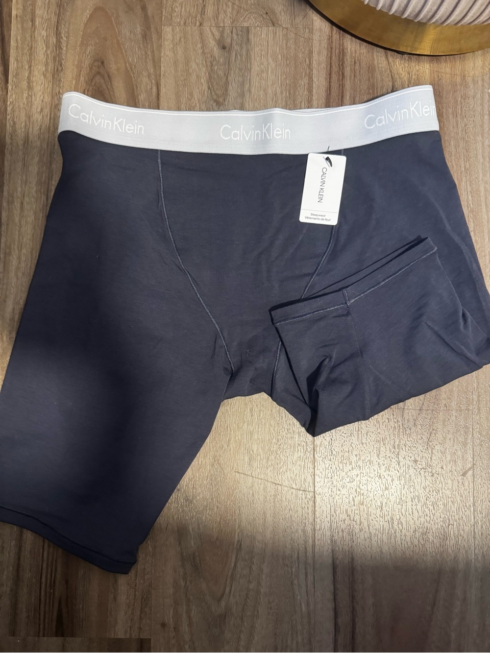Calvin Klein woman’s Navy Biker shorts with White Logo Waistband